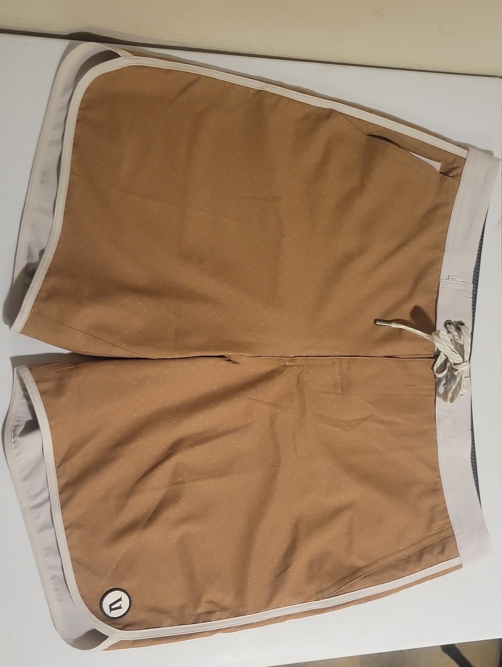 Vuori Tan Swim Hybrid Shorts with Cream Trim